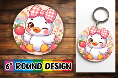 Cozy Circle Car Coaster Sublimation, Cute Goose Product Image 1
