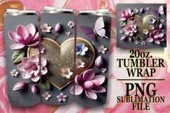 Serene Days 20oz tumbler wrap, 3D Heart Product Image 1