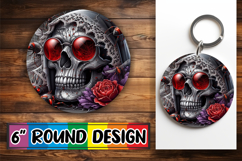 Whimsical Circle Car Coasters PNG, Skull Product Image 1