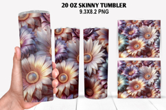 3D Flower Skinny Tumbler 20oz Wrap Design,Flowers Tumble PNG Product Image 1