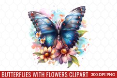 Butterflies With Flowers Clipart Product Image 1