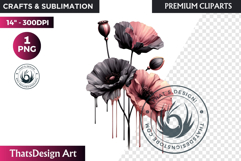 Dark flowers, wedding Florals PNG, Dark Romance Clipart Product Image 1