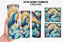 Humpback Skinny Tumbler 20oz Wrap Design, Summer Tumble PNG Product Image 1