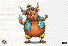 Summer Whimsical Highland Cow Clipart Product Image 1