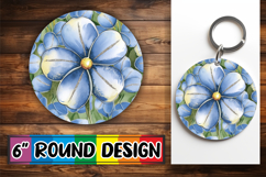 Cozy Keychain Round Design, Flower Pattern Product Image 1