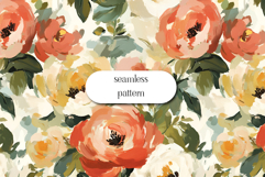 Peony Floral Seamless Pattern Painterly Bloom Print Product Image 1