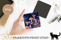 Cartoon Mushrooms Magnet Design, Neon Mushrooms Sublimation Product Image 1