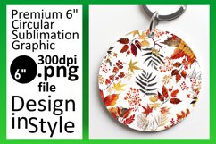 Vibrant Fall Leaves Watercolor Round Design Keychain Product Image 1