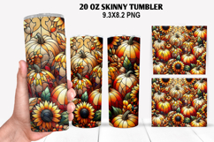 Pumpkins Skinny Tumbler 20oz Wrap Design, Halloween Tumbler Product Image 1