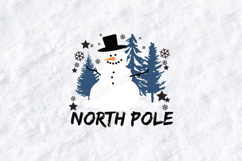 North Pole Snowman SVG - Winter Pine Trees Christmas Design Product Image 1