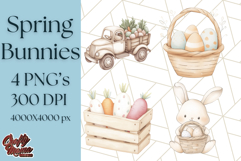 Spring Bunnies PNG Watercolor Bunny Clipart, Pastel Easter Product Image 1