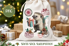 Cartoon Hedgehog Santa Sack, Christmas Gift Bag Design Product Image 1
