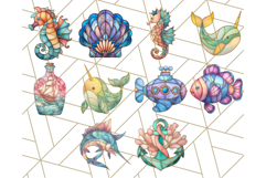 Stained Glass Sea Creatures PNG Clipart, Ocean Fantasy Product Image 3