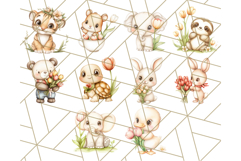 Cute Animals with Tulips PNG, Spring Flower Clipart Download Product Image 3