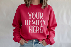 Red Gildan 18000 Mockup, Sweatshirt Crewneck Mockups Product Image 1