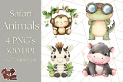 Jungle Safari Animals PNG Cute Pastel Wild Animal Clipart Product Image 1
