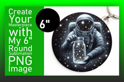 Vibrant Round Design Keychain PNG , Astronaut Product Image 1