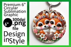Charming Round Design Keychain PNG , Sweet Animals Product Image 1