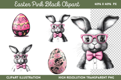 Pink Black Easter Clipart PNG Product Image 1