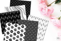 12 Monochrome Flowers Digital Paper, Floral PNG Background Product Image 2