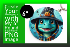 Charming Circle Design Sublimation PNG , Halloween Dino Product Image 1