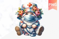 Floral Nurse Gnome Sublimation - Nurse Gnome Sublimation Product Image 1