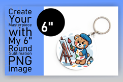 Creative Circle PNG Keychain Design , Cute Bear Product Image 1
