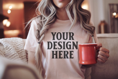 Christmas Bella Canvas 3001 Heather Peach and White Green Sh Product Image 1