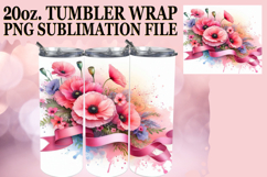 Heartfelt Sublimation 20oz tumbler wrap, Flowers Product Image 1