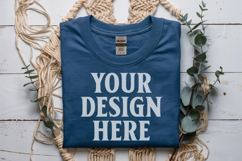 Carolina Blue Gildan 5000 Flat Lay Tshirt Mockup, G5000 mock Product Image 1