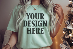 Bay Comfort Colors 1717 Christmas Shirt Mockup, Cozy Mockup Product Image 1