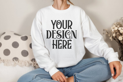 White Gildan 18000 Sweatshirt Model Mockups Product Image 1