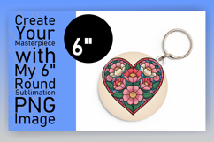Vibrant Keychain Round Design PNG , Flowers Heart Product Image 1