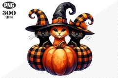 Halloween Cat And Pumpkin Sublimation - Clipart PNG Design Product Image 1