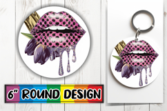 Luminous Car Coaster Round Sublimation PNG, Dripping Lips Product Image 1