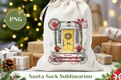 Christmas Yellow Door Santa Sack, Christmas Gift Bag Product Image 1