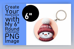 Elegant Keychain Round Design PNG , Snowman Product Image 1
