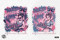 Vintage Summer Girl Baking PNG Product Image 1