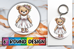 Enchanted Keychain Round Sublimation PNG, Teddy Bear Product Image 1