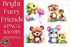 Cute Animal Friends Clipart PNG, Bright Spring Animal Duos Product Image 1