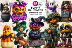 Halloween Curiosities Clipart Set | Spooky Transparent PNG Product Image 1