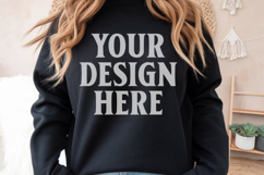 Gildan 18000 Black Mockup , Crewneck Sweatshirt Boho Mock-up Product Image 1