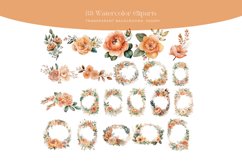 83 Peach Flowers PNG, Watercolor Floral Clipart Bouquets Product Image 2