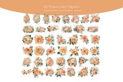 83 Peach Flowers PNG, Watercolor Floral Clipart Bouquets Product Image 3