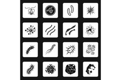 Virus bacteria icons set squares vector Product Image 1
