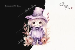 Watercolor Purple Scarecrow Clipart | Watercolor Halloween Product Image 2