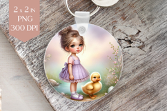 Pastel Girl with Duckling Sublimation PNG Product Image 1