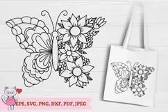 Floral Butterfly svg, Flowers svg, hand drawn Product Image 4