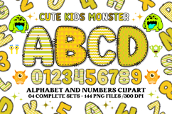 Cute Kids Monster Alphabet &amp; Numbers doodle PNG Clipart Product Image 1