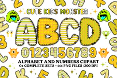 Cute Kids Monster Alphabet & Numbers doodle PNG Clipart Product Image 1